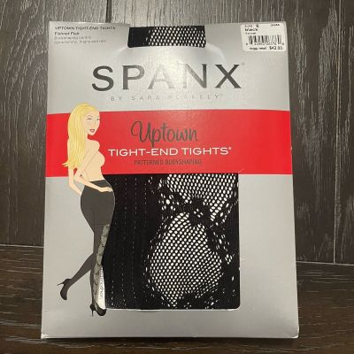 SPANX Uptown Tight End Tights Fishnet Flair Size B Black NWT Club City Modern